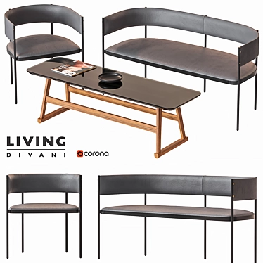 Elegant Era Sofa & Chair Set 3D model image 1 