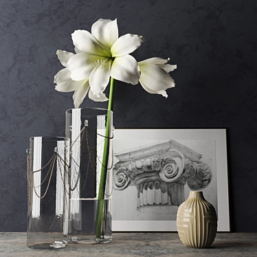 Elegant Amaryllis Decor Set 3D model image 1 