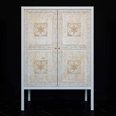 Modern White Metal & Wood Sideboard: Maisons du Monde Mambok 3D model image 1 