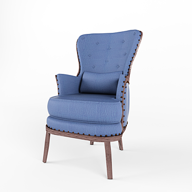 French High Back Armchair: Classic Elegance for Your Home 3D model image 1 