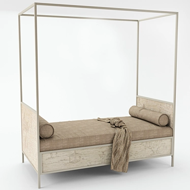 Elegant Metal Canopy Daybed 3D model image 1 