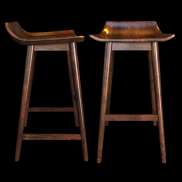 Richly Grained Wainscott Counter Stool 3D model image 1 