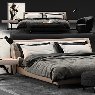 Luxurious Spencer Bed by Minotti - Complete Bedroom Set 3D model image 1 