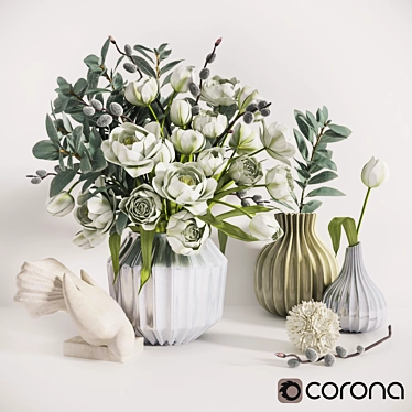 Scandi Blooms: Tulips, Eucalyptus & Willow 3D model image 1 