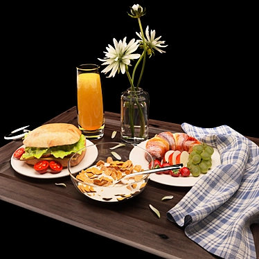 Served Breakfast Tray 3D model image 1 