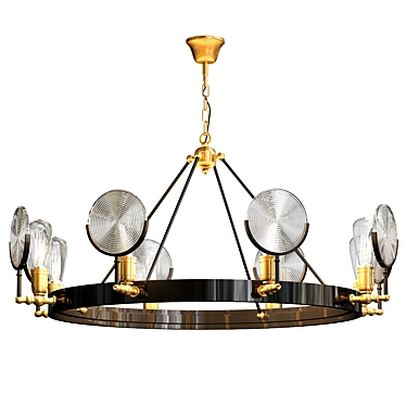 Vintage Gaslight Lens Chandelier 3D model image 1 