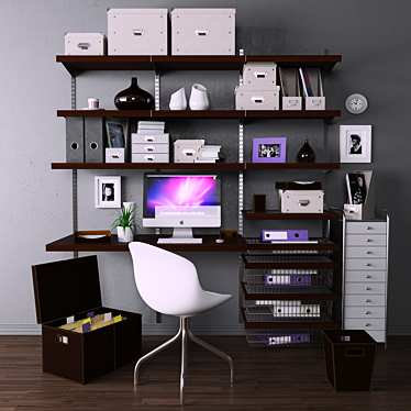 Sleek Office Essentials Bundle: Table, Chair, Armchair, Laptop, Folder 3D model image 1 