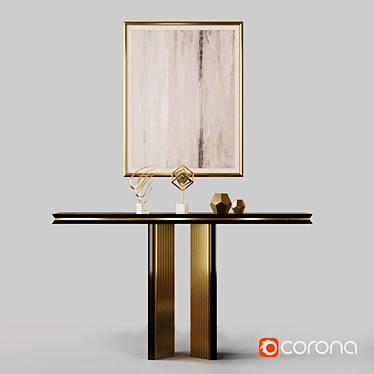 LUXXU: Exquisite Brass and Wood Console 3D model image 1 