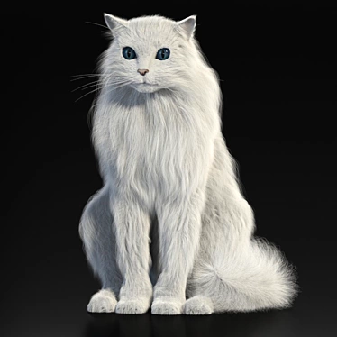 Turkish Angora 3D Model with Skeleton: Lifelike and Detailed 3D model image 1 