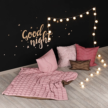 Festive Pillow Set with Garland 3D model image 1 
