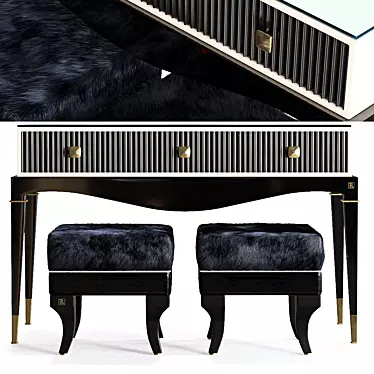 Modern Console and Poof Set 3D model image 1 