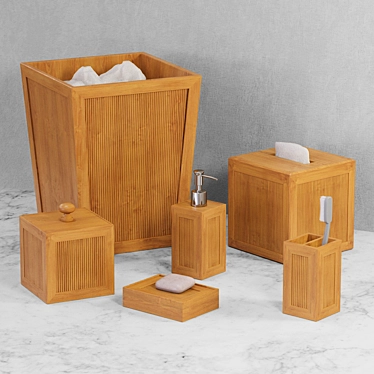 Bamboo Bliss 6-Piece Bath Set 3D model image 1 