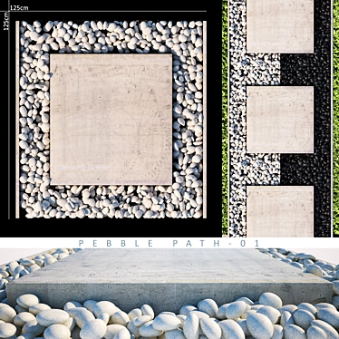 Pebble Path 3D Model: High Quality Stone Pathway 3D model image 1 