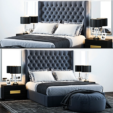 Luxury Zadie Tufted Bed: Elegant Restoration Hardware 3D model image 1 