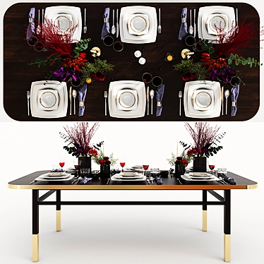 Jumbo Lucida Dining Set: Elegant, Functional, and Spacious 3D model image 1 