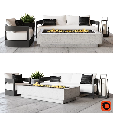 Balmain Aluminum Sofa Set 3D model image 1 