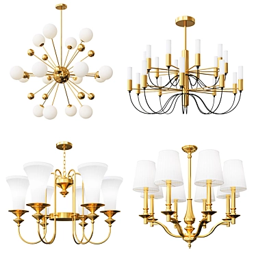 Elegant Dual Style Chandeliers 3D model image 1 