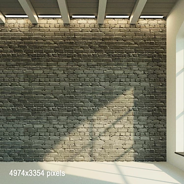 Vintage Painted Brick Wall 3D model image 1 