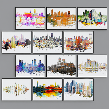 Urban Cityscape Art Print 3D model image 1 