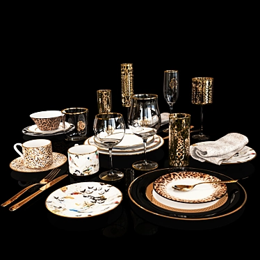 Elegant Tableware by Roberto Cavalli 3D model image 1 