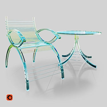 Transparent Table and Chair Set 3D model image 1 
