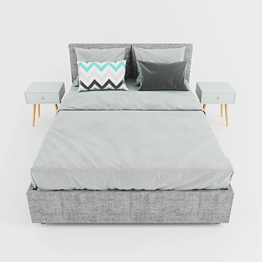 Stylish Nicole Bed & Jimi Nightstand 3D model image 1 