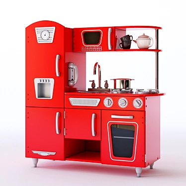 Vintage Kids Play Kitchen - Inspire Imaginative Play 3D model image 1 