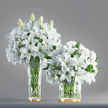 Elegant White Lily Arrangement 3D model image 1 