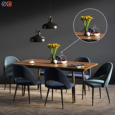 Modern Modrest Gloria Dining Set 3D model image 1 