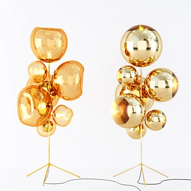 Gold Ball Stand Chandelier 3D model image 1 