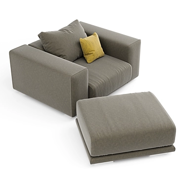 Sleek Chair & Ottoman 3D model image 1 