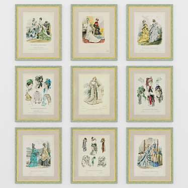 Elegant Vintage Fashion Prints 3D model image 1 
