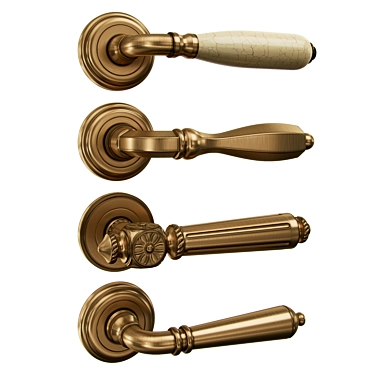 Elegant Rossi Door Handle Set 3D model image 1 