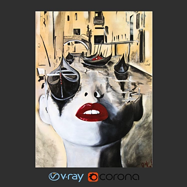 Author's painting, canvas 3
Title: Venetian Dreams: Original Acrylic Canvas 3D model image 1 