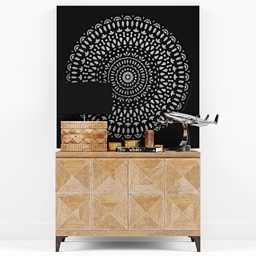 Modern Mango Wood Sideboard 3D model image 1 