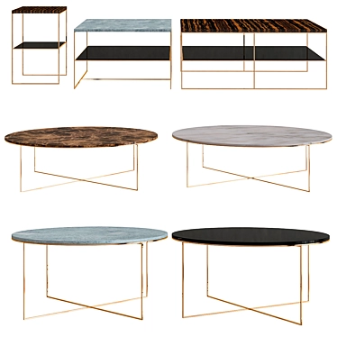 Sleek Bronze Minotti Coffee Tables 3D model image 1 
