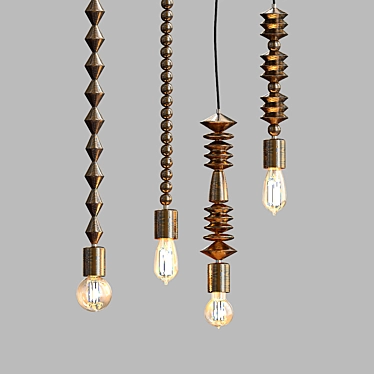 Radiant Glow Wooden Lamps 3D model image 1 