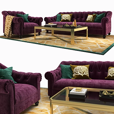 Elegant Eichholtz Brian Sofa & Armchair 3D model image 1 