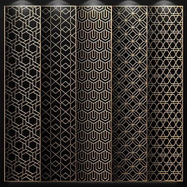 Geometric Brass Decorative Panel Set 3D model image 1 