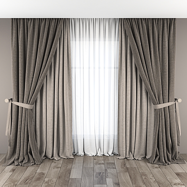 Elegant Curtains and Tulle Set 3D model image 1 