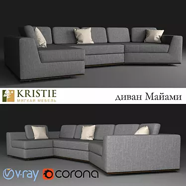 Miami Modular Sofa: Stylish Comfort 3D model image 1 