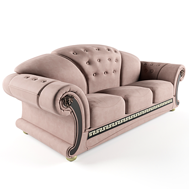 Elegant Versace Brown Leather Sofa - Modern Design, Curved Body, Luxurious Comfort 3D model image 1 