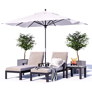 Indio Metal Outdoor Set: Chaise & Side Table 3D model image 1 