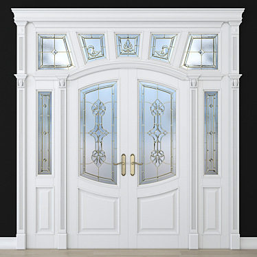 Elegant Stained-Glass Door: Artistry at Your Entrance 3D model image 1 