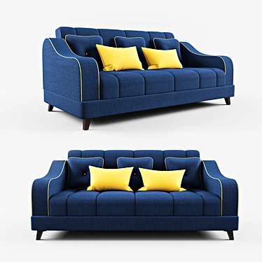 Navy Blue Velvet Sofa: Sheffild Elegance 3D model image 1 