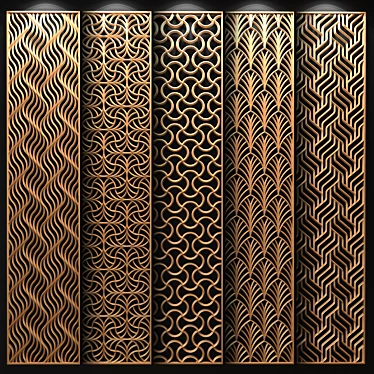 Geometric Brass Decorative Partition 3D model image 1 