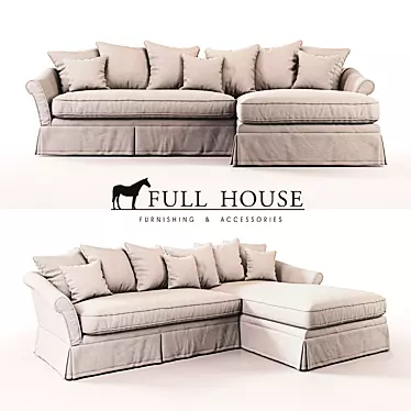 Modern Belgian Corner Sofa - Light Grey 3D model image 1 