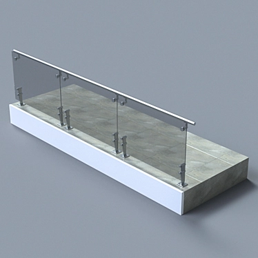 Short Baluster Glass Handrail 3D model image 1 