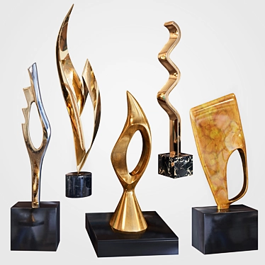 Elegant Burlini Sculpture Set 3D model image 1 