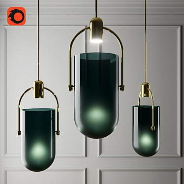 Brass Bell Pendant Light 3D model image 1 